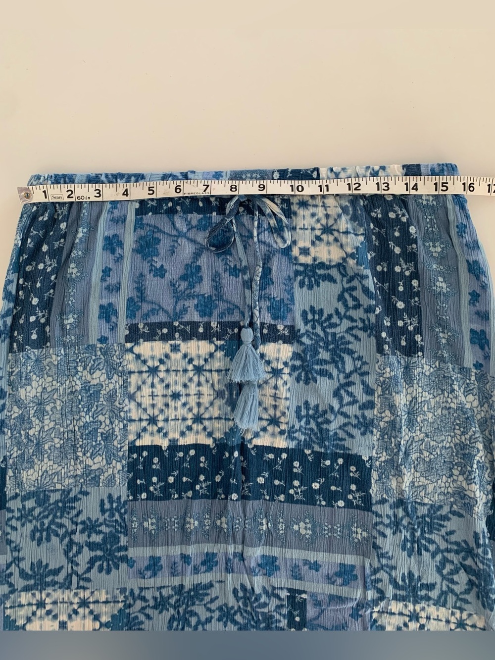 Frye Blue Patchwork Floral Boho Tiered Maxi Skirt Country Western Cottagecore, M - Picture 6 of 9